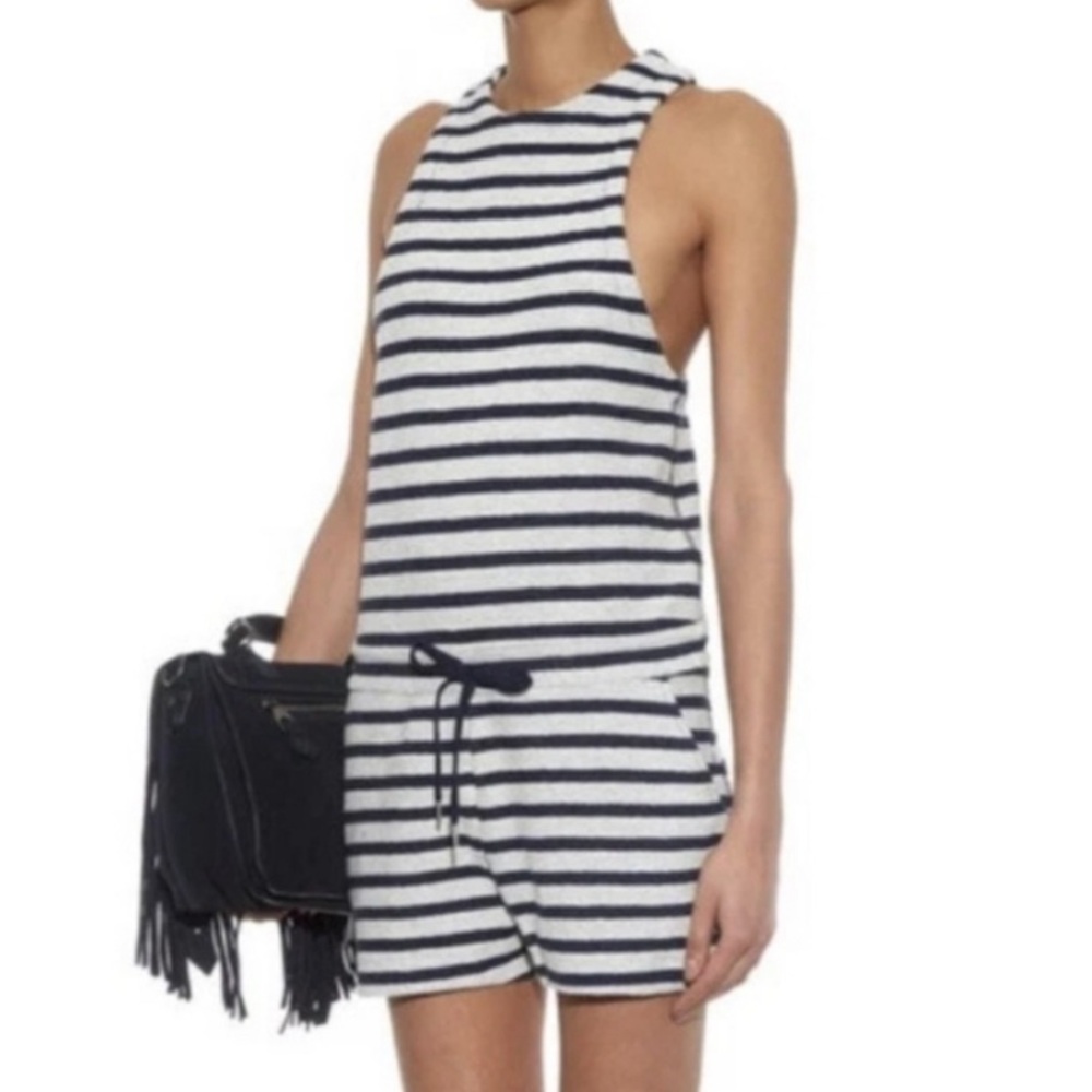T by Alexander Wang Navy and White Striped Romper